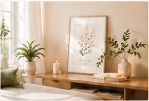Plakat MINNLA w naturalnym salonie