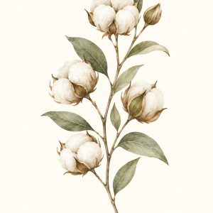 Gałązka bawełny – plakat botaniczny Minnla