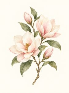 Magnolia w rozkwicie – plakat botaniczny MINNLA