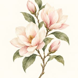 Magnolia w rozkwicie – plakat botaniczny MINNLA
