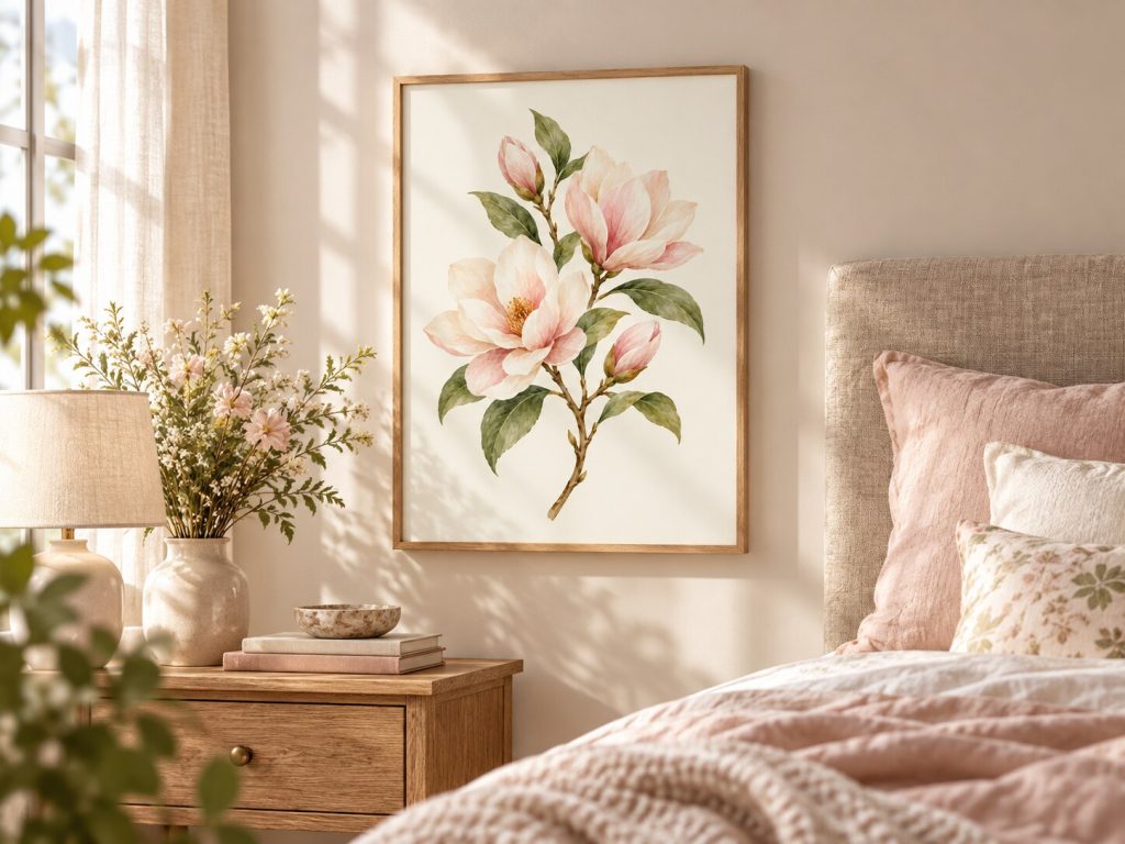 Magnolia w rozkwicie — wizualizacja we wnętrzu