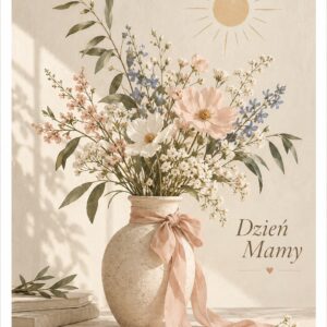 Słoneczny bukiet dla Mamy – plakat na Dzień Mamy MINNLA z białym marginesem